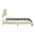 Full Size Upholstered Platform Bed With Rainbow Shaped And Height Adjustbale Headboard,Led Light Strips,Beige Beige Upholstered