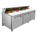 Orikool 72 In Commercial Refrigerators Sandwich&Salad Prep Table With A Butcher Block Cutting Board, Protection Lid, Cold Storage, Etl Certified Silver Stainless Steel