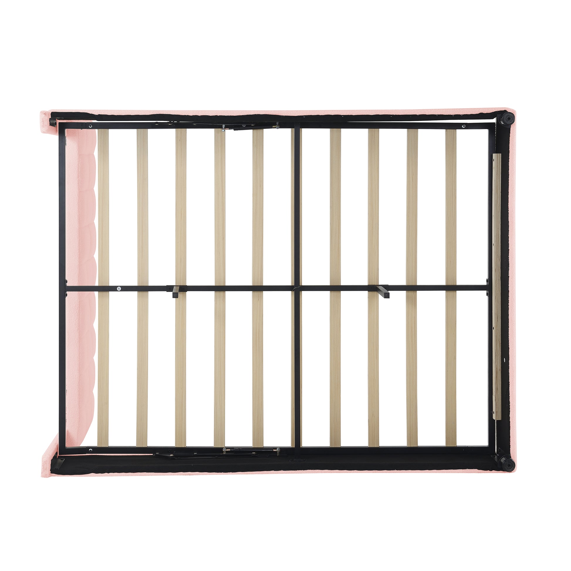 Queen Size Upholstered Platform Bed With Height Adjustable Headboard And Under Bed Storage Space,Pink Pink Upholstered