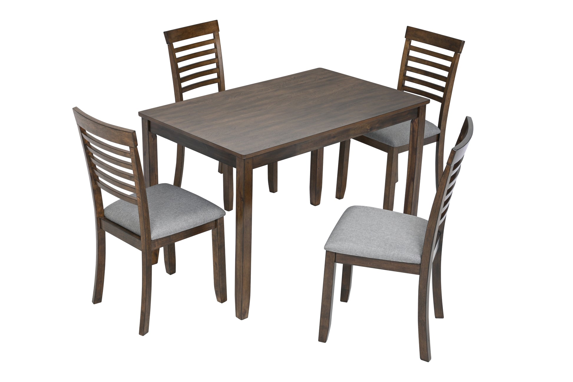 5 Piece Modern Dining Set, Rectangular Wooden Dining Table With 4 Upholstered Chairs For Kitchen, Dining Room, Walnut Wood Walnut Seats 4 Wood Dining Room Acacia 4 Leg Rectangular Dining Table With Chair Acacia Wood