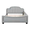 Full Size Upholstered Daybed With Cloud Shaped Headboard, Embedded Elegant Copper Nail Design, Gray Gray Velvet