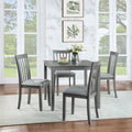 5 Piece Modern Dining Set, Square Wooden Dining Table With 4 Upholstered Chairs For Kitchen, Dining Room, Gray Wood Gray Seats 4 Wood Dining Room Acacia 4 Leg Square Dining Table With Chair Acacia Wood