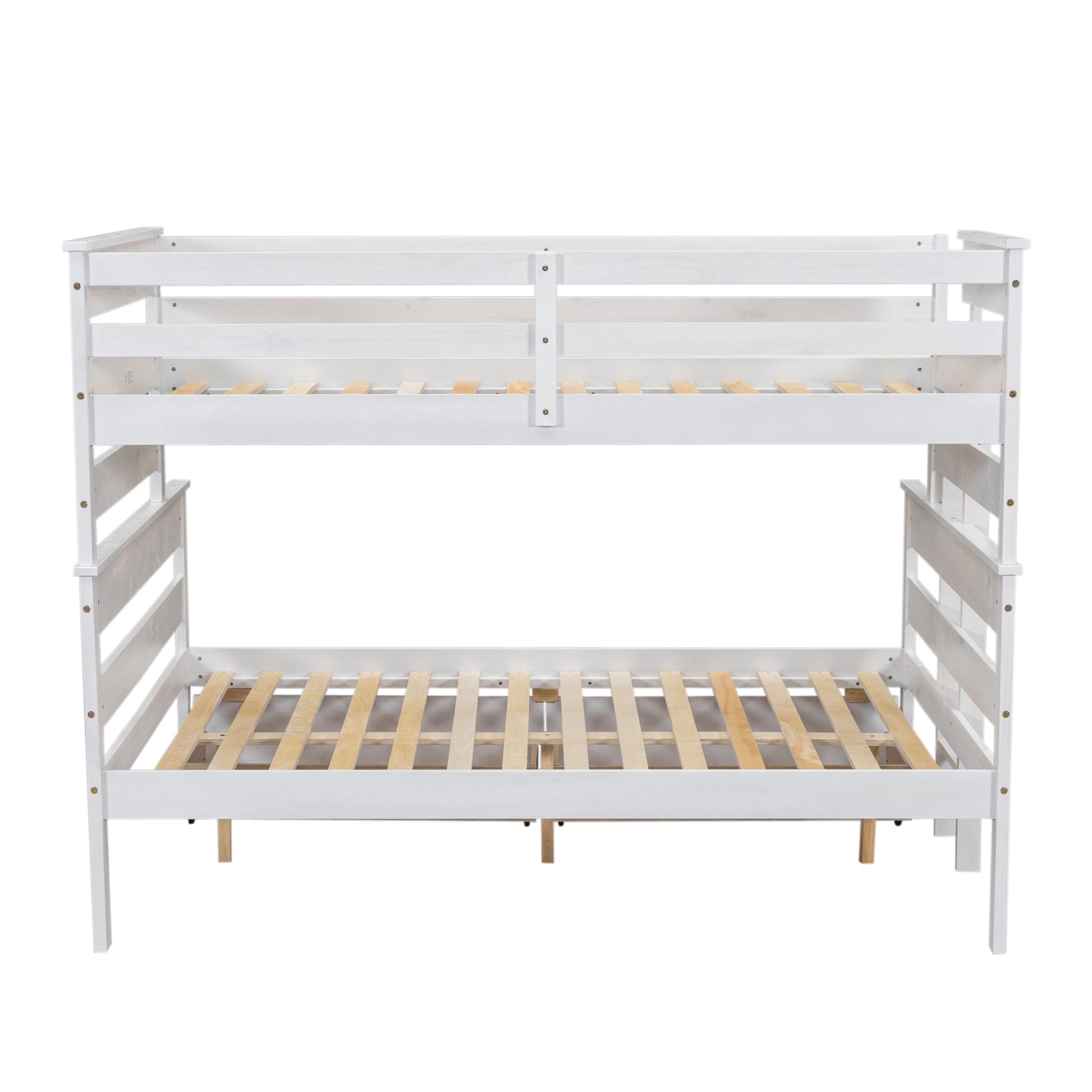 Wood Twin Over Full Bunk Bed With 2 Drawers, White Box Spring Not Required White Wood Bedroom Bunk Solid Wood Mdf