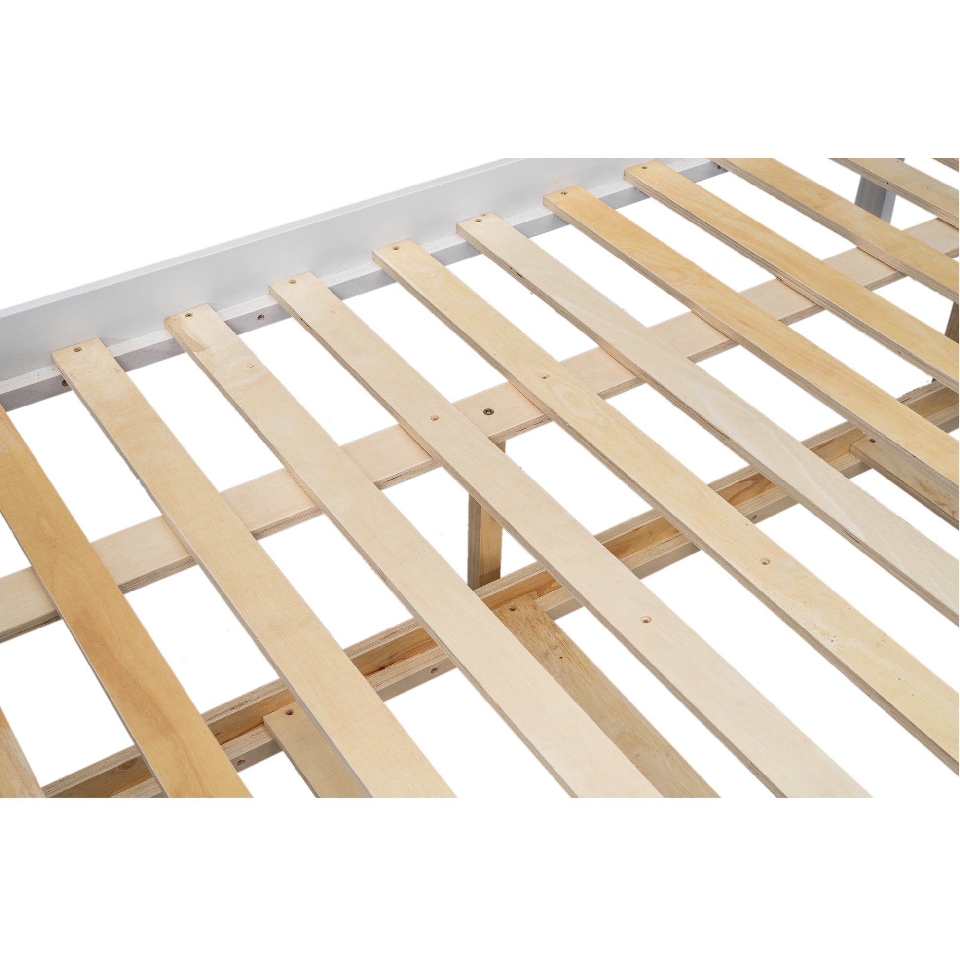 Wood Twin Over Full Bunk Bed With Twin Size Trundle, White Box Spring Not Required White Wood Bedroom Solid Wood Mdf