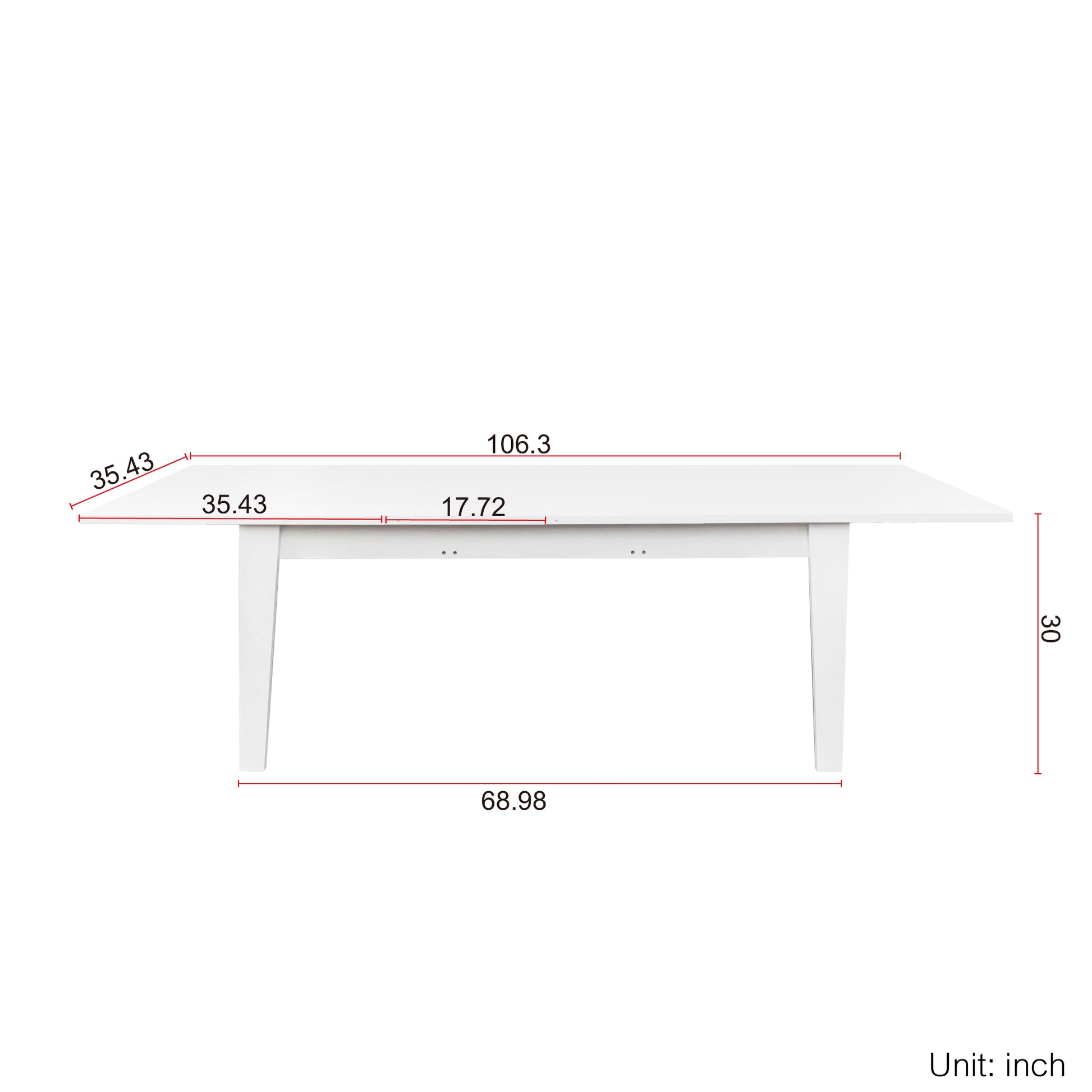 Dining Table106.3 In Large Extendable Kitchen Table White Mdf