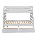 Wood Twin Over Full Bunk Bed With 2 Drawers, White Box Spring Not Required White Wood Bedroom Bunk Solid Wood Mdf