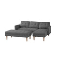 Grey Fabric Right Facing Sectional Sofa Bedl Shape Sofa Chaise Lounge With Ottoman Bench Grey Wood Tufted Back Square Arms Foam Fabric 3 Seat
