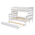 Wood Twin Over Full Bunk Bed With Twin Size Trundle, White Box Spring Not Required White Wood Bedroom Solid Wood Mdf