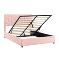 Queen Size Upholstered Platform Bed With Height Adjustable Headboard And Under Bed Storage Space,Pink Pink Upholstered