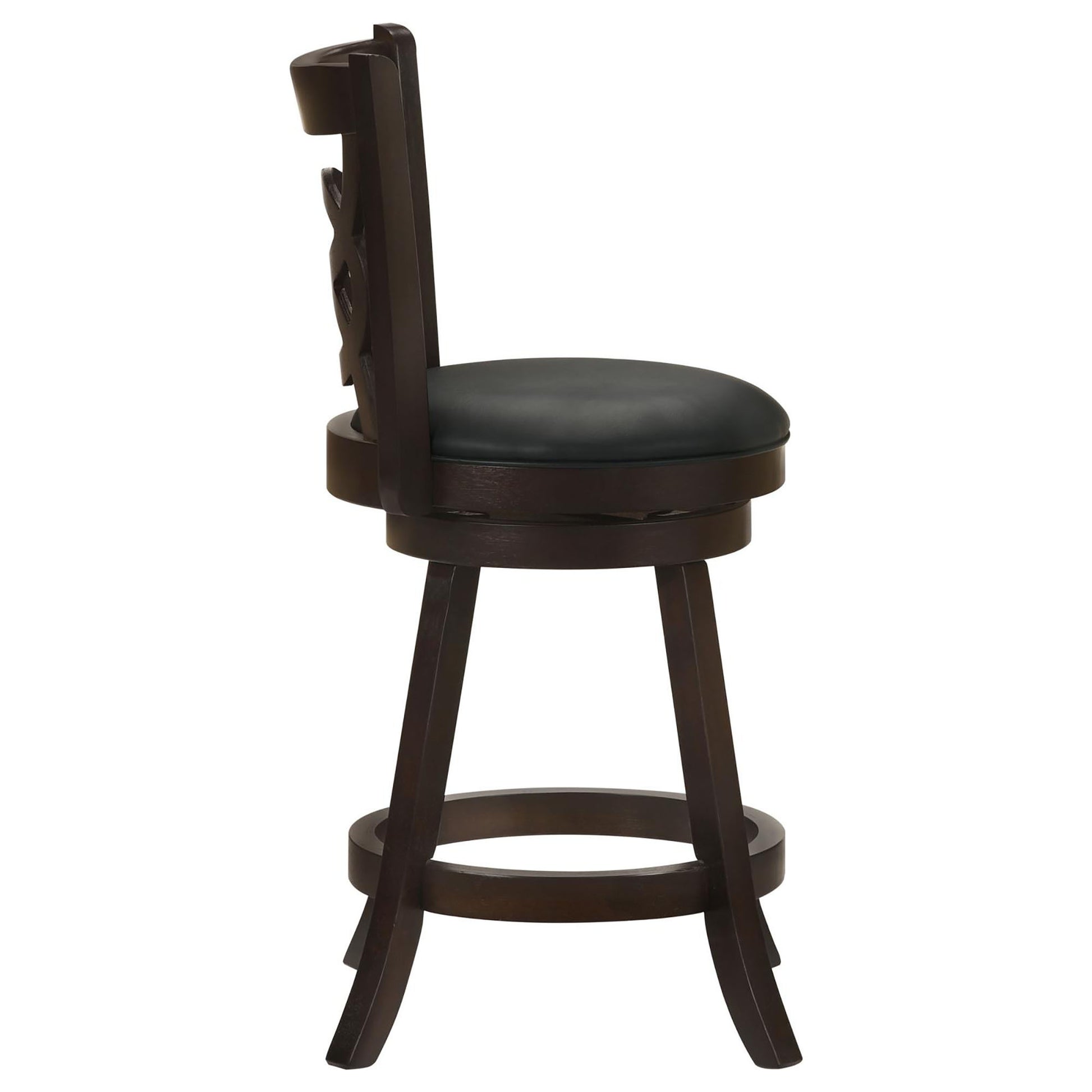 Cappuccino And Black Swivel Counter Height Stool Set Of 2 Solid Black Brown Dining Room Spot Clean Traditional Bar Stools Rubberwood Open Back Wood