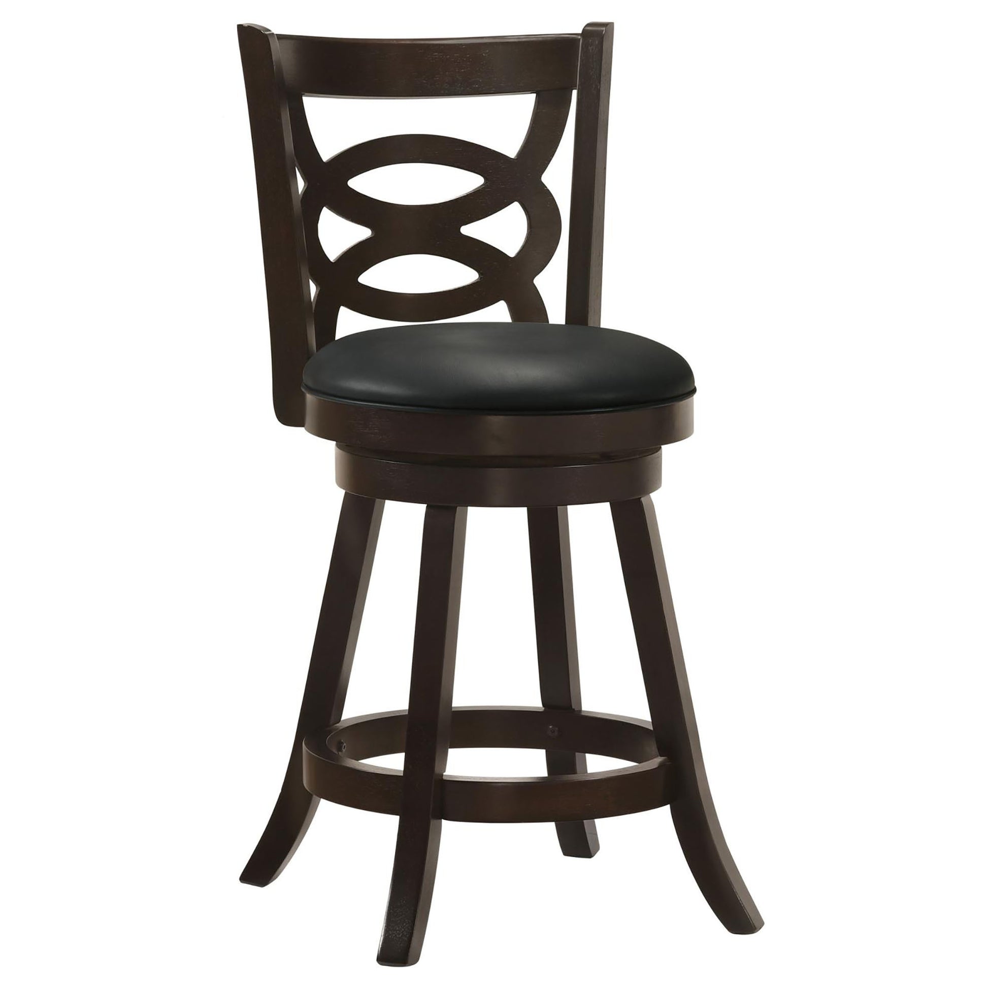 Cappuccino And Black Swivel Counter Height Stool Set Of 2 Solid Black Brown Dining Room Spot Clean Traditional Bar Stools Rubberwood Open Back Wood