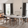 Dining Table106.3 In Large Extendable Kitchen Table White Mdf