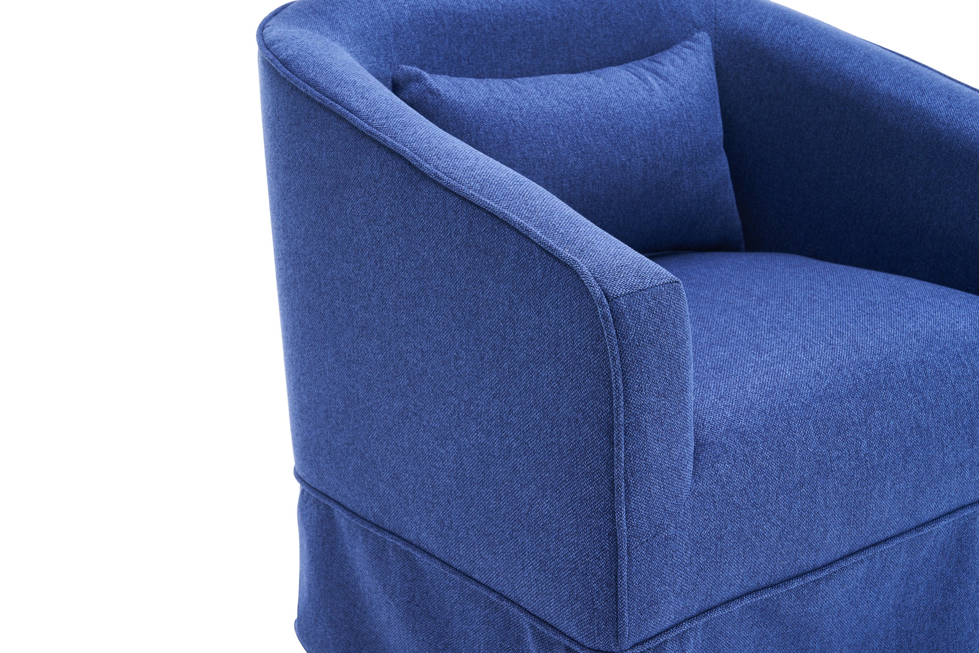 Swivel Barrel Chair With Ottoman, Swivel Accent Chairs Armchair For Living Room, Reading Chairs For Bedroom Comfy, Round Barrel Chairs With Black Metal Base Blue Blue Primary Living Space Modern Linen