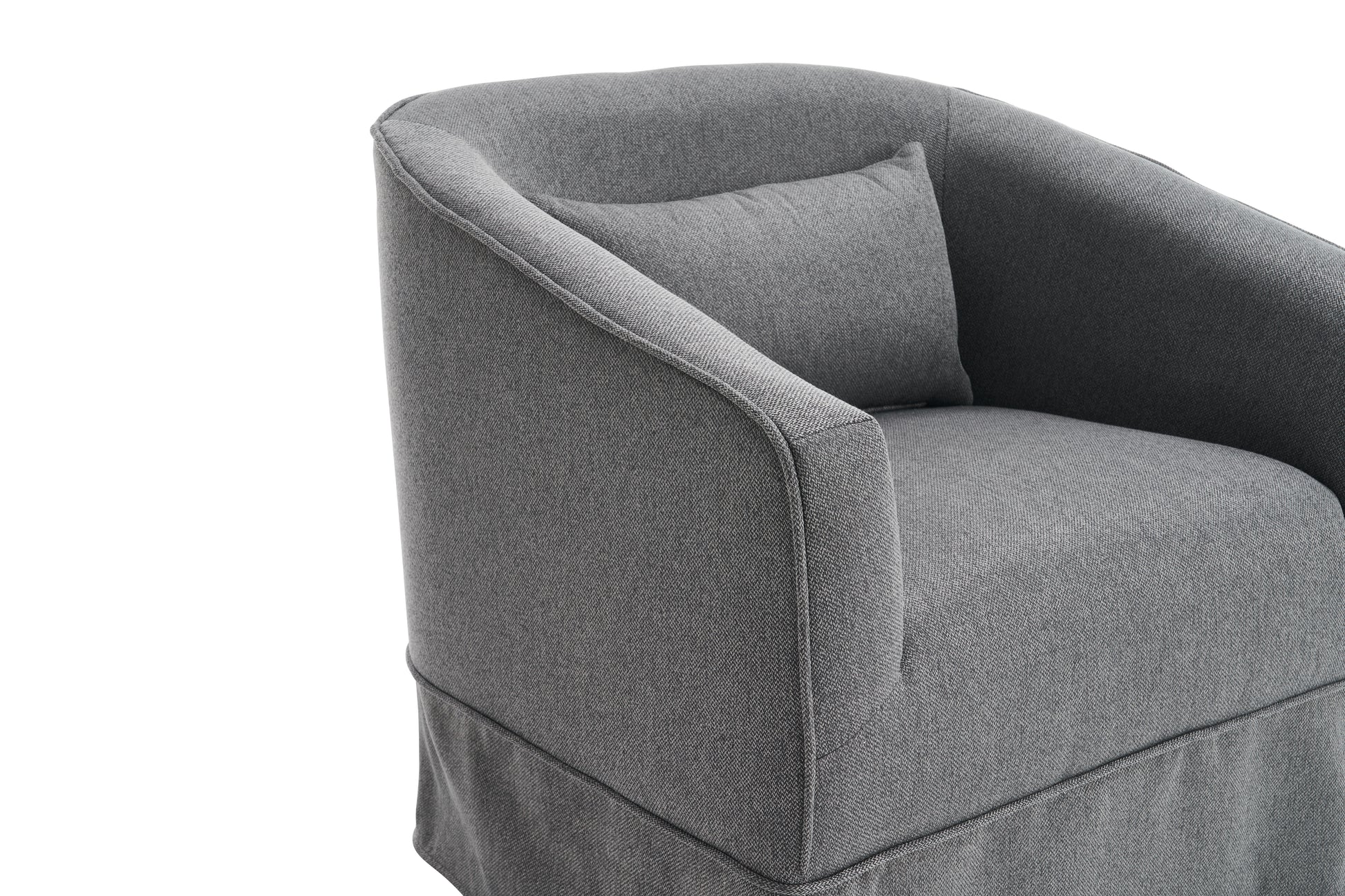 Swivel Barrel Chair With Ottoman, Swivel Accent Chairs Armchair For Living Room, Reading Chairs For Bedroom Comfy, Round Barrel Chairs With Black Metal Base Dark Grey Dark Gray Primary Living Space Modern Linen