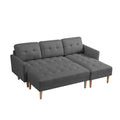 Grey Fabric Right Facing Sectional Sofa Bedl Shape Sofa Chaise Lounge With Ottoman Bench Grey Wood Tufted Back Square Arms Foam Fabric 3 Seat