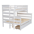 Wood Twin Over Full Bunk Bed With 2 Drawers, White Box Spring Not Required White Wood Bedroom Bunk Solid Wood Mdf