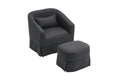 Swivel Barrel Chair With Ottoman, Swivel Accent Chairs Armchair For Living Room, Reading Chairs For Bedroom Comfy, Round Barrel Chairs With Black Metal Base Black Black Primary Living Space Modern Linen