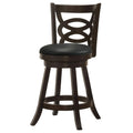 Cappuccino And Black Swivel Counter Height Stool Set Of 2 Solid Black Brown Dining Room Spot Clean Traditional Bar Stools Rubberwood Open Back Wood