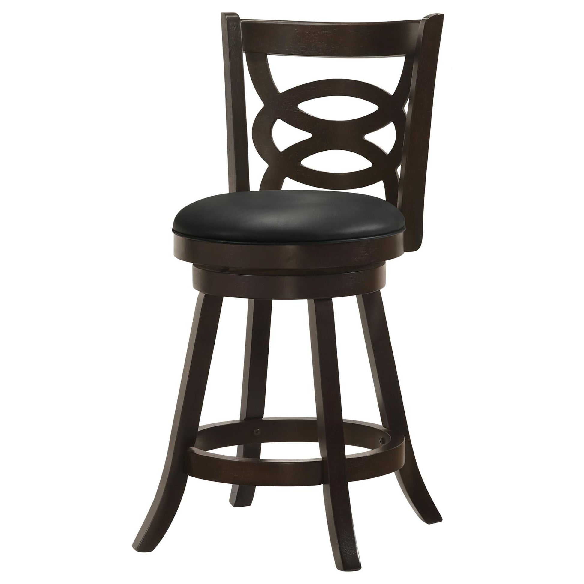Cappuccino And Black Swivel Counter Height Stool Set Of 2 Solid Black Brown Dining Room Spot Clean Traditional Bar Stools Rubberwood Open Back Wood