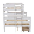 Wood Twin Over Full Bunk Bed With 2 Drawers, White Box Spring Not Required White Wood Bedroom Bunk Solid Wood Mdf