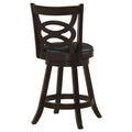 Cappuccino And Black Swivel Counter Height Stool Set Of 2 Solid Black Brown Dining Room Spot Clean Traditional Bar Stools Rubberwood Open Back Wood