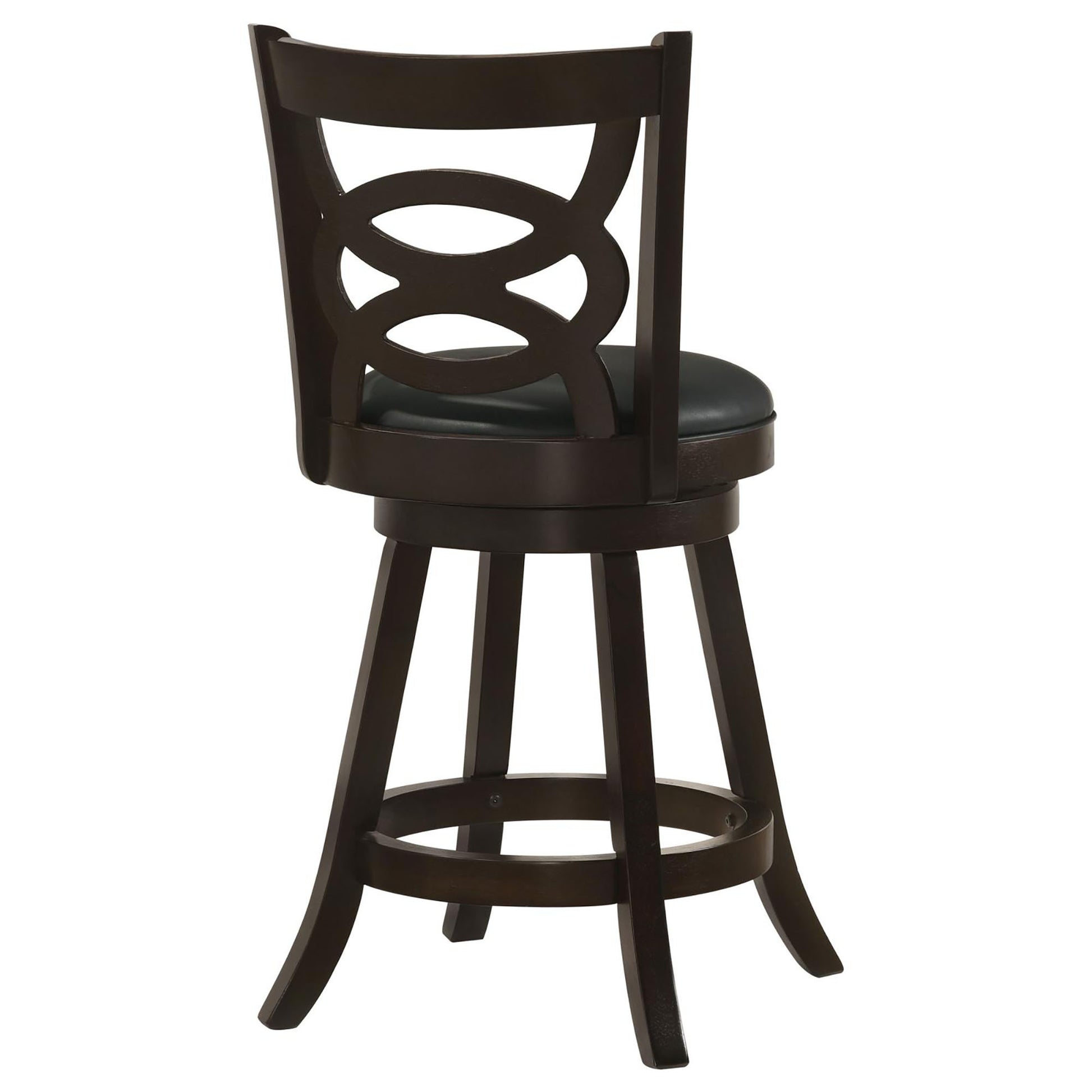 Cappuccino And Black Swivel Counter Height Stool Set Of 2 Solid Black Brown Dining Room Spot Clean Traditional Bar Stools Rubberwood Open Back Wood