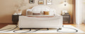 Full Size Upholstered Daybed With Cloud Shaped Headboard, Embedded Elegant Copper Nail Design, Beige Beige Velvet
