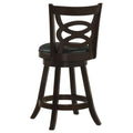 Cappuccino And Black Swivel Counter Height Stool Set Of 2 Solid Black Brown Dining Room Spot Clean Traditional Bar Stools Rubberwood Open Back Wood