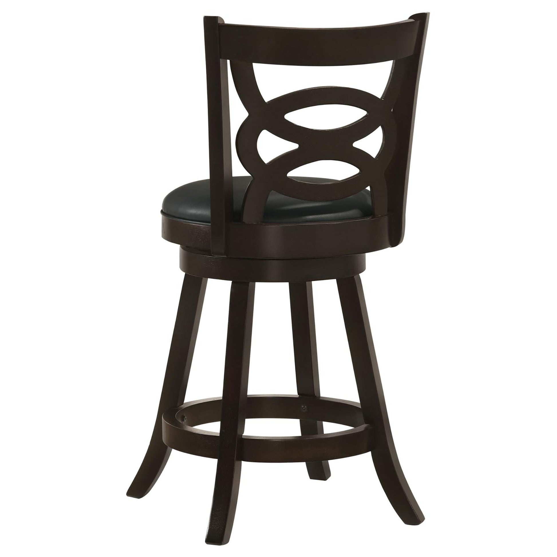 Cappuccino And Black Swivel Counter Height Stool Set Of 2 Solid Black Brown Dining Room Spot Clean Traditional Bar Stools Rubberwood Open Back Wood