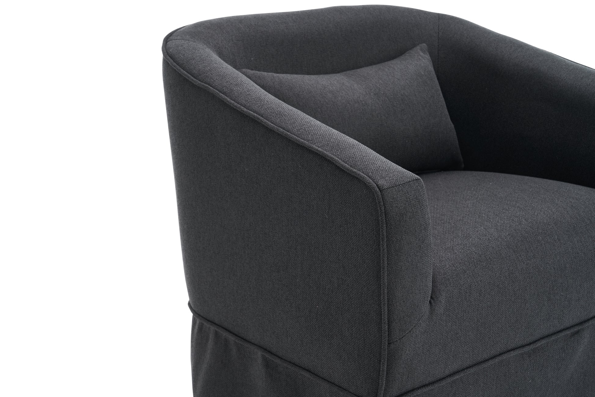 Swivel Barrel Chair With Ottoman, Swivel Accent Chairs Armchair For Living Room, Reading Chairs For Bedroom Comfy, Round Barrel Chairs With Black Metal Base Black Black Primary Living Space Modern Linen