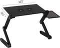 Foldable Aluminum Laptop Desk Adjustable Portable Table Stand With 2 Cpu Cooling Fans And Mouse Pad Black Metal