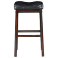 Black And Cappuccino Upholestered Bar Stool Set Of 2 Solid Black Brown Dining Room Spot Clean Rectangular Transitional Bar Stools Rubberwood Foam Faux Leather