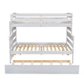 Wood Twin Over Full Bunk Bed With Twin Size Trundle, White Box Spring Not Required White Wood Bedroom Solid Wood Mdf
