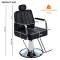 Premium Reclining Barber Chair Salon Chair For Hair Stylist With Heavy Duty Hydraulic Pump, 360 Rotation, Tattoo Chair Shampoo Beauty Salon Equipment, Max Load Weight 400 Lbs, Black Black Pu