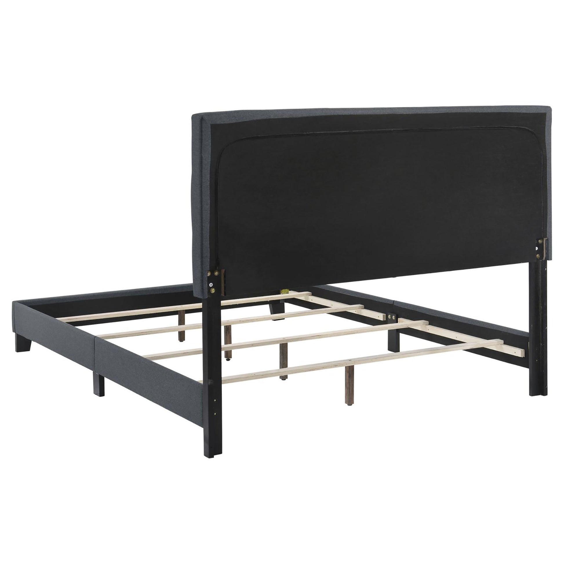 Grey Tufted Full Panel Bed Box Spring Required Full Grey Wood Bedroom Transitional Panel Foam Upholstered