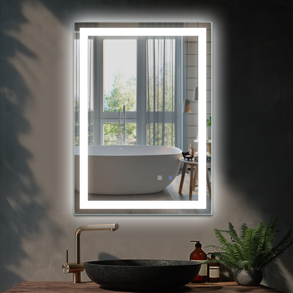 Led Bathroom Vanity Mirror With Light,20X 28 Inch, Anti Fog, Dimmable,Color Temper 5000K,Backlit Front Lit,Both Vertical And Horizontal Wall Mounted Vanity Mirror 20X28 White Iron
