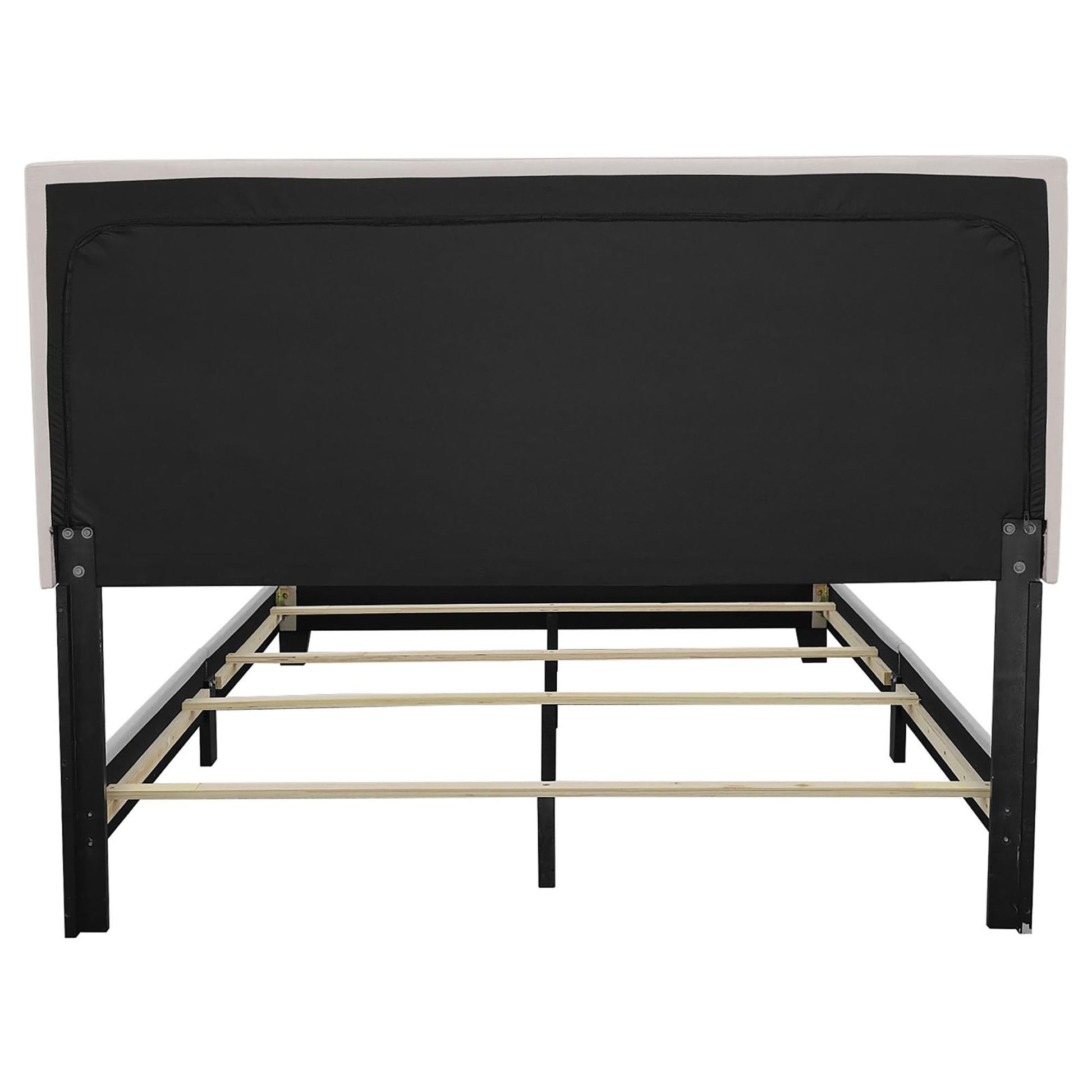 Ivory Queen Bed With Trim Box Spring Required Queen Ivory Wood Bedroom Transitional Panel Foam Upholstered