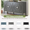 Retro Sideboard Door With Circular Groove Design Round Metal Door Handle For Entrance, Dinning Room, Living Room Gray Gray Mdf