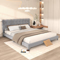 Queen Size Upholstered Platform Bed With Soft Headboard,Gray Gray Upholstered