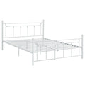 Matte White Slatted Queen Platform Bed Box Spring Not Required Queen White Metal Bedroom Transitional Bed Frame Metal