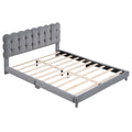 Queen Size Upholstered Platform Bed With Soft Headboard,Gray Gray Upholstered