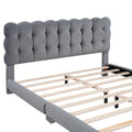 Queen Size Upholstered Platform Bed With Soft Headboard,Gray Gray Upholstered