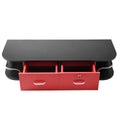 Wall Mounted Barber Station, Beauty Table With Locking Drawer, Beauty Spa Salon Styling Equipment, Black And Red Black Red Particle Board