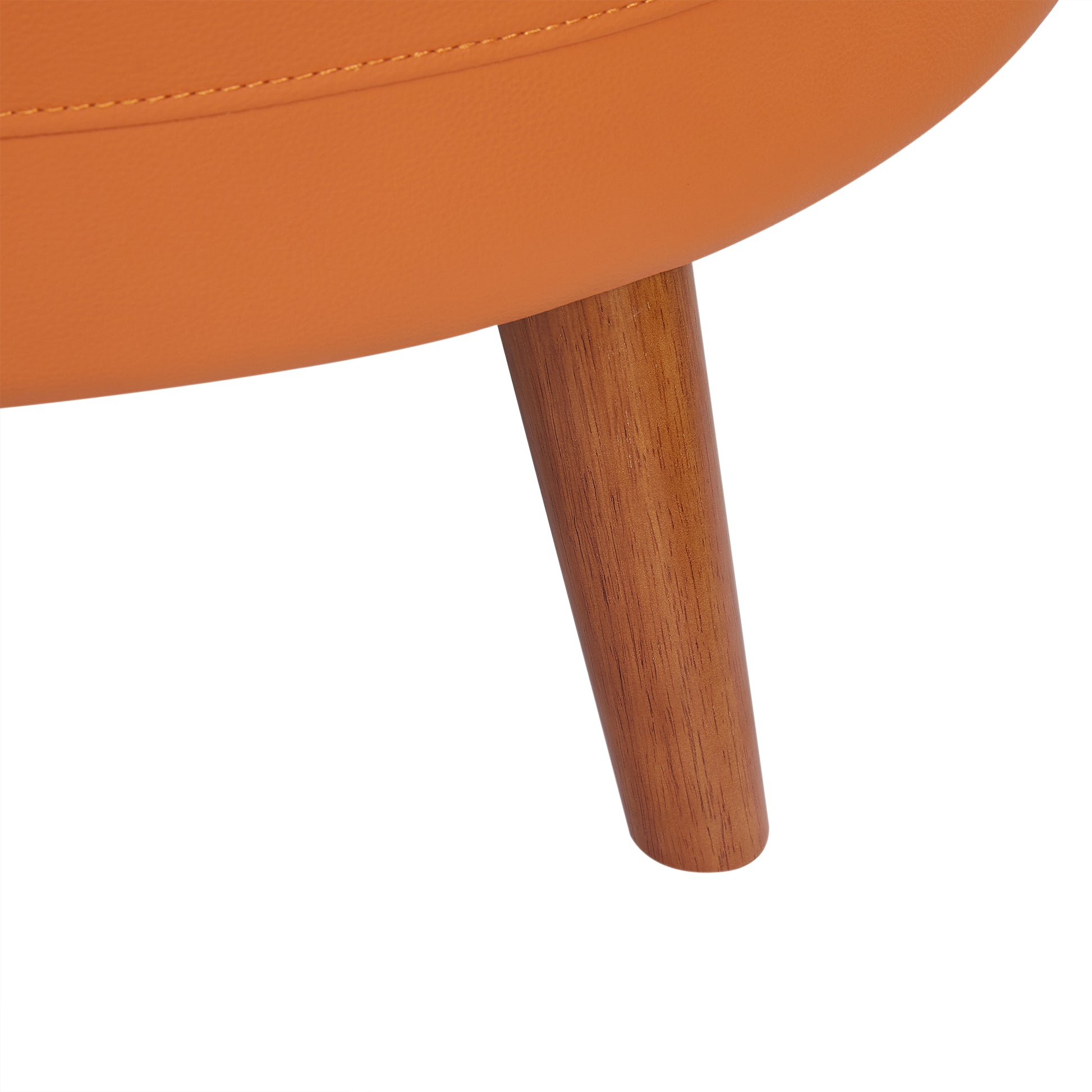 107" Contemporary Sofa Stylish Sofa Couch With A Round Storage Ottoman And Three Removable Pillows For Living Room, Orange Orange Pu