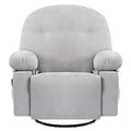 Modern Chenille Recliner Chairs Swivel Massage Rocker Recliner With Heat Natural Ash Chenille Manual Handle Metal Primary Living Space Soft Cushion Back Heavy Duty American Design,Artsy,Casual,Cute Pillow Top Arms Foam Chenille