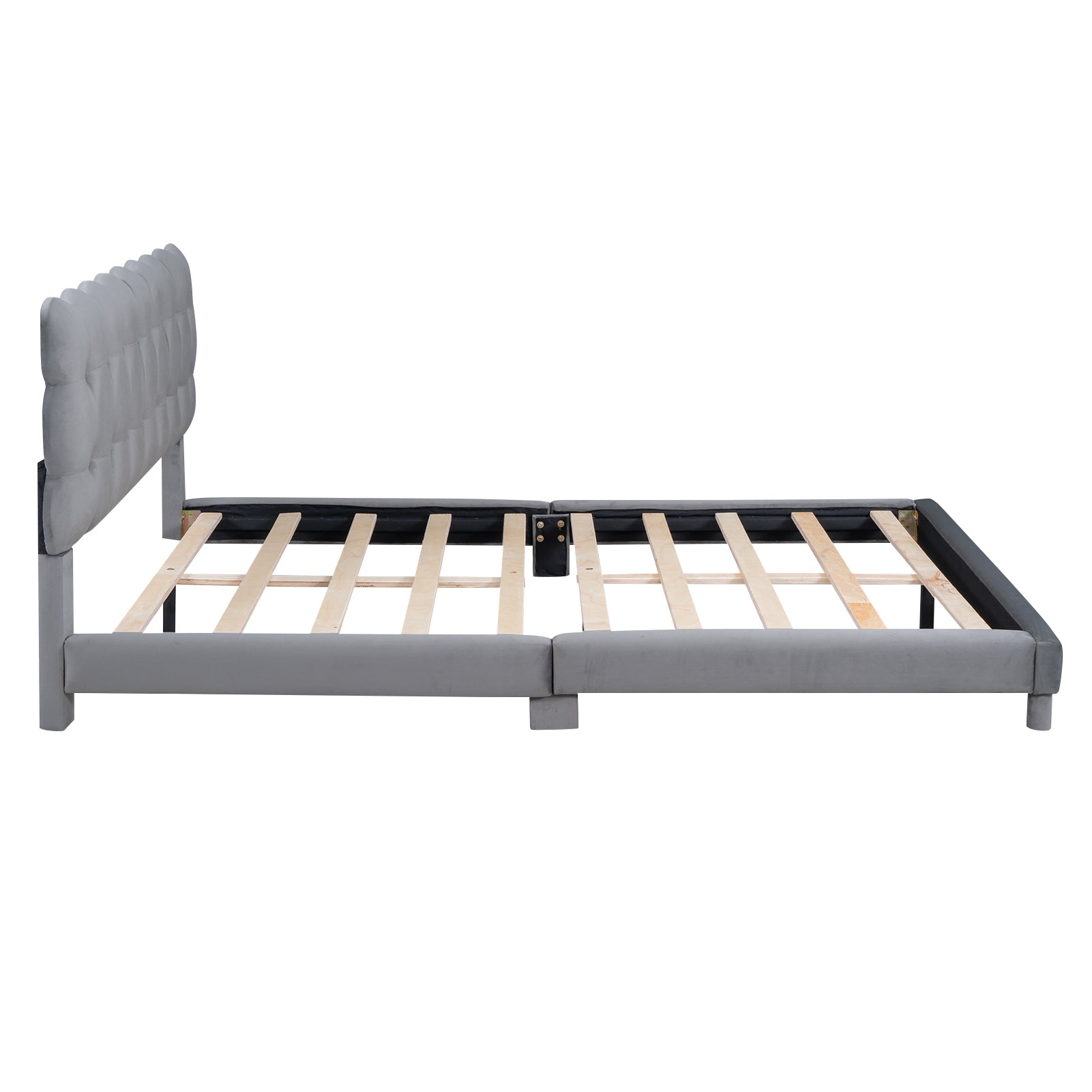 Queen Size Upholstered Platform Bed With Soft Headboard,Gray Gray Upholstered