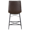 Brown Tufted Counter Height Stool Set Of 2 Solid Brown Dining Room Spot Clean Industrial Bar Stools Tufted Back Foam Upholstered