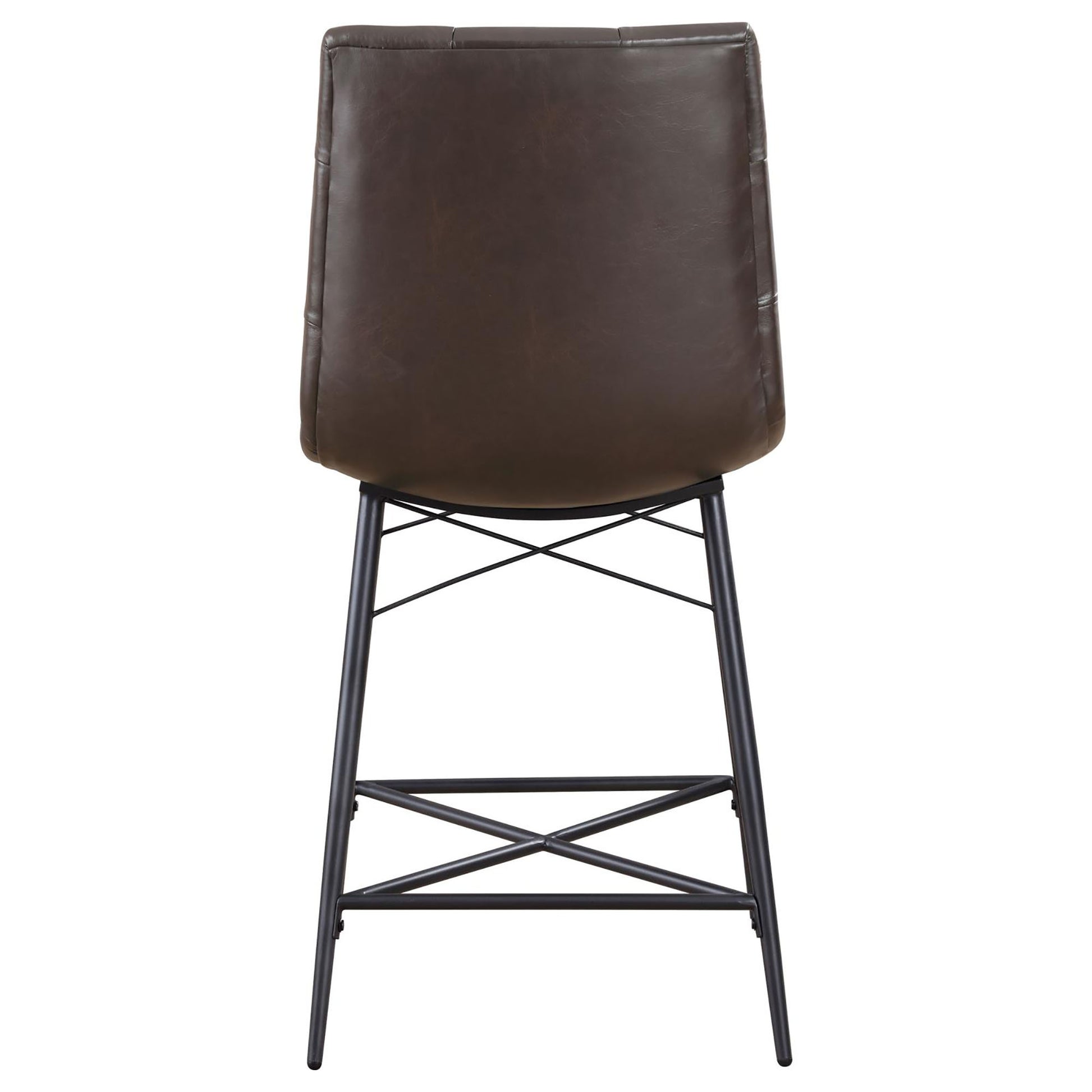 Brown Tufted Counter Height Stool Set Of 2 Solid Brown Dining Room Spot Clean Industrial Bar Stools Tufted Back Foam Upholstered