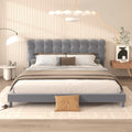 Queen Size Upholstered Platform Bed With Soft Headboard,Gray Gray Upholstered