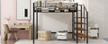 Full Size Metal Loft Bed With Upper Grid Storage Shelf And Lateral Storage Ladder, Black Black Mdf Metal